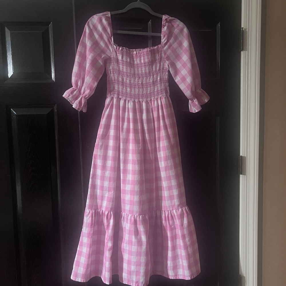 Is She Loves Pink Gingham Dress - small